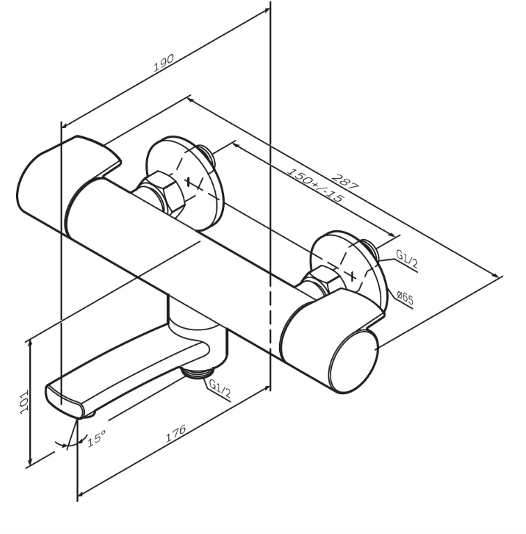 Смеситель д/ванны/душа с ТМС, хром F85A50000 X-Joy AM.PM