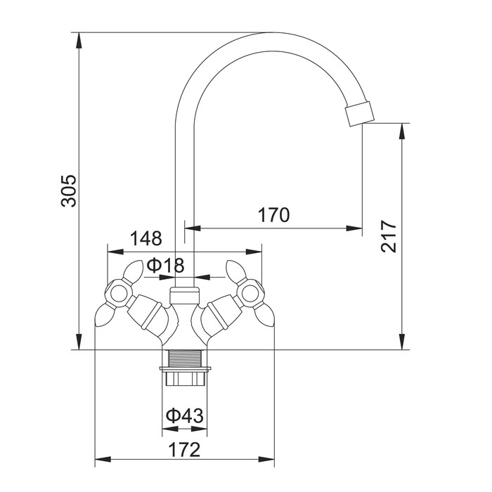 A4582N Смеситель для кухни ACCOONA высокий с гайкой хром/красный (10)