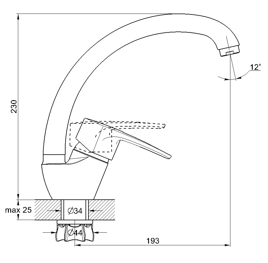 Смеситель для кухни (мойки) G-lauf 8G4-A181КН (D40; боковая ручка; на лат. гайке) сатин