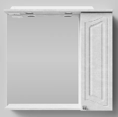 Адам 55 Зеркало+шкаф правое белый камень + свет, VOD-OK