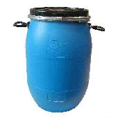 Бочка п/э 65 л с крышкой на обруч синяя