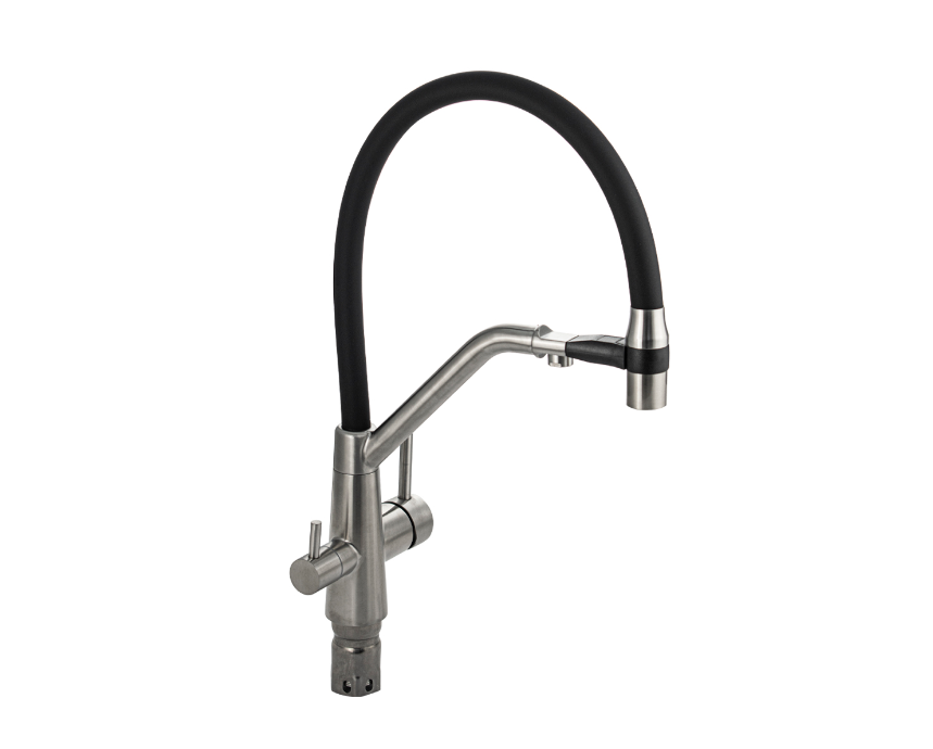 91127 MAGNUS Смеситель кухонный шаровый с С-обр. изливом - ЧЕРНЫЙ