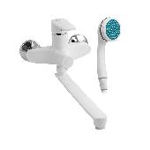 556 BRIMIX Смеситель ванна длинный излив шаровый БЕЛЫЙ из высокопрочного пластика АБС