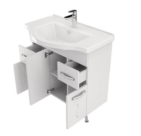 Тумба Сандра 80 напольная белая + умыв. Эльбрус-80 1WH109653, MIRSANT