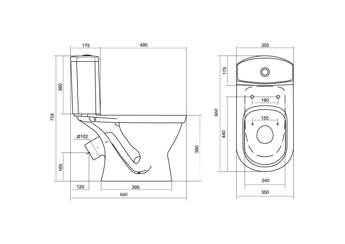 Унитаз-компакт Алькор-антивсплеск (косой вып., 2-реж. арм., сид. дюропласт) 1WH302140, САНТЕК