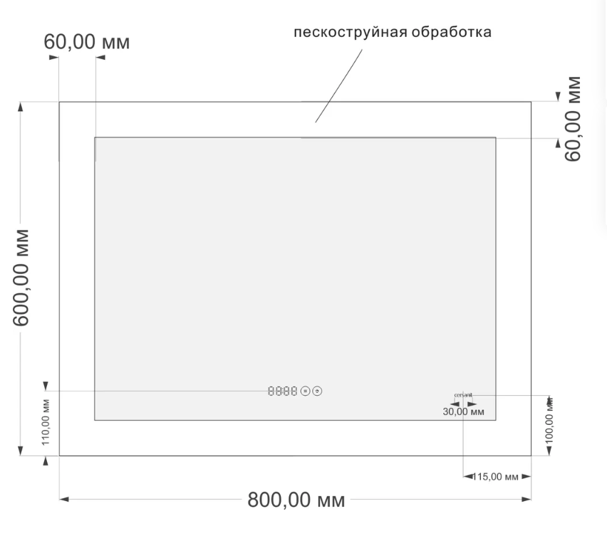 Зеркало Cersanit LED DESIGN PRO 060 80 часы с подсветкой прямоугольное