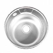 FABIA Мойка врезная декор круглая 510 (0,8 мм) глубина 180 мм+ большой сифон с переливом 62278D