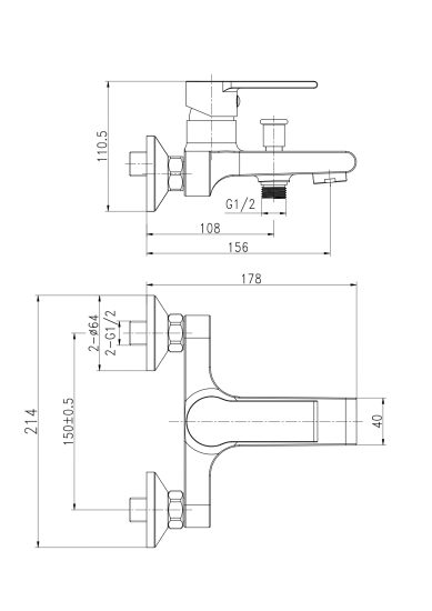 Смеситель Cersanit для ванны BRASKO однорычажный (без душевого гарнитура) 63021