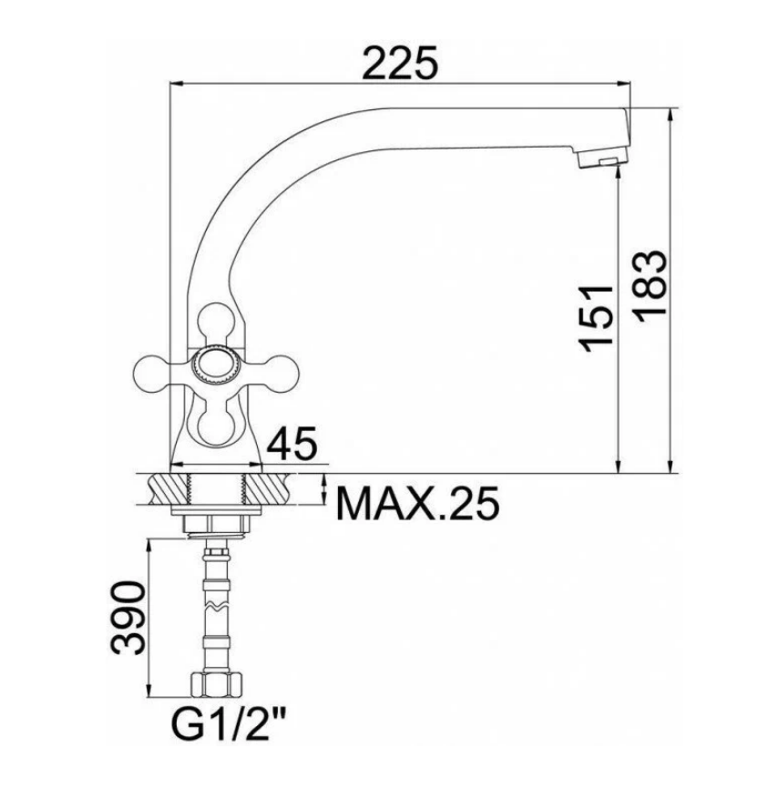 A4471 Смеситель для кухни ACCOONA высокий с гайкой Цвет: хром (10)