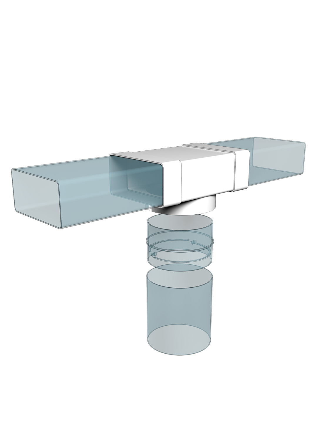 Соединитель Т-образный плоских воздуховодов 60х120 с выходом на фланец D100 ERA 612ТФ10П