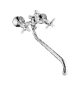 A7182G Смеситель для ванны ACCOONA с поворот изливом дивертор в корпусе 300мм цинк/хром/белый (10)