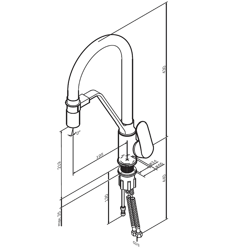 Смеситель для кухни с каналом для питьевой воды и гибким изливом, хром F8007802 LIKE, AM.PM