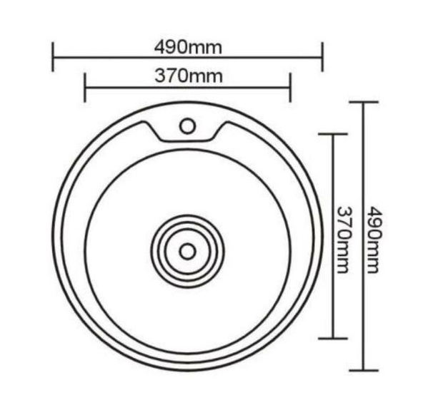FABIA Мойка врезная, круглая 490 (0,8 мм) глубина 180 мм ЗОЛОТО + СИФОН с переливом 9561