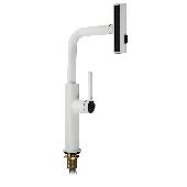 8263 MAGNUS Cмеситель кухня шаровый Г - образный излив вытяжной, корпус из латуни БЕЛОГО цвета