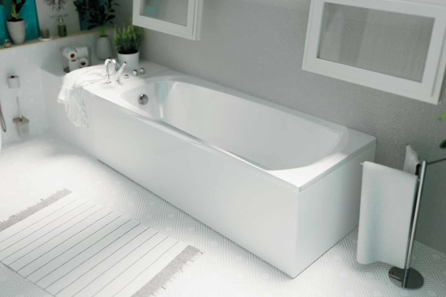 Ванна акрил 1MARKA ELEGANCE 165*70 +каркас+панель без сифона