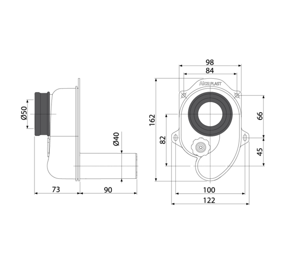 Сифон для писсуара вн.горизонтальный A45В, AlcaPlast