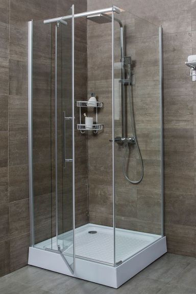 ERLIT Душевое ограждение без поддона ER10110H-C1(100*100*200, квадрат, прозрачное стекло 6мм),
