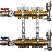 Коллекторная группа из латуни без расходомеров 4 вых. STOUT (SMB 0468 000004)