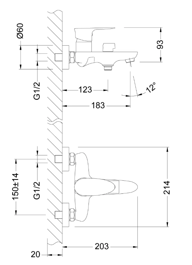 Смес. д/ванны с коротк. изливом LEMARK NERO (LM0214C)