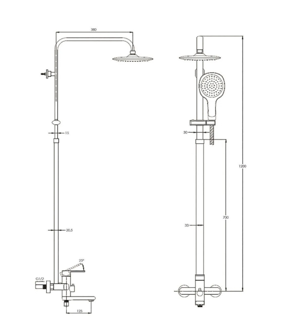 Смеситель для ванны с душем G-lauf NUD16-A045 (D35: плос.пов.изл.кер.карт.) хром