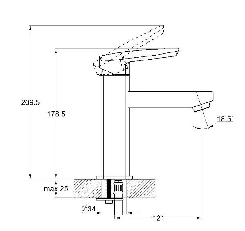 Смеситель для раковины (умывальника) G-lauf NEB1-A123  D35 на шпильке
