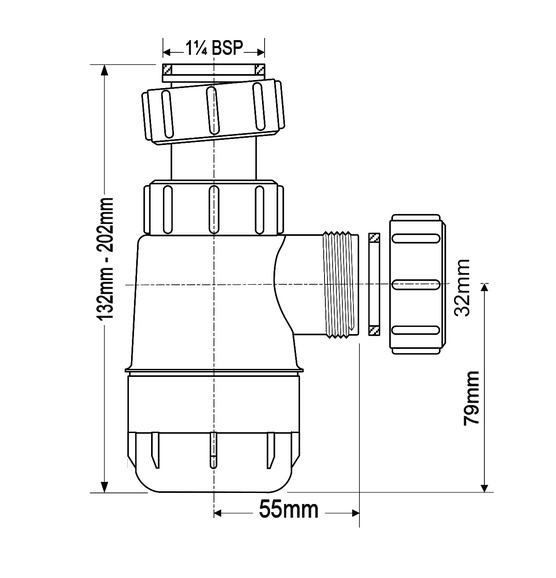 Сифон 32-11/4 без выпуска McALPINE (MRW2-NW)