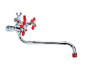 A7182N Смеситель для ванны ACCOONA с поворот изливом 300мм дивертор в корпусе цинк/хром/красный (10)