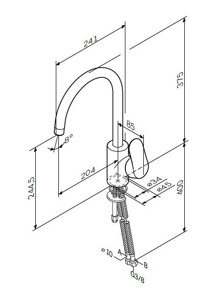 Смеситель для кухни с высоким изливом, ХРОМ  F8007000 (F8007032) LIKE АМ.РМ