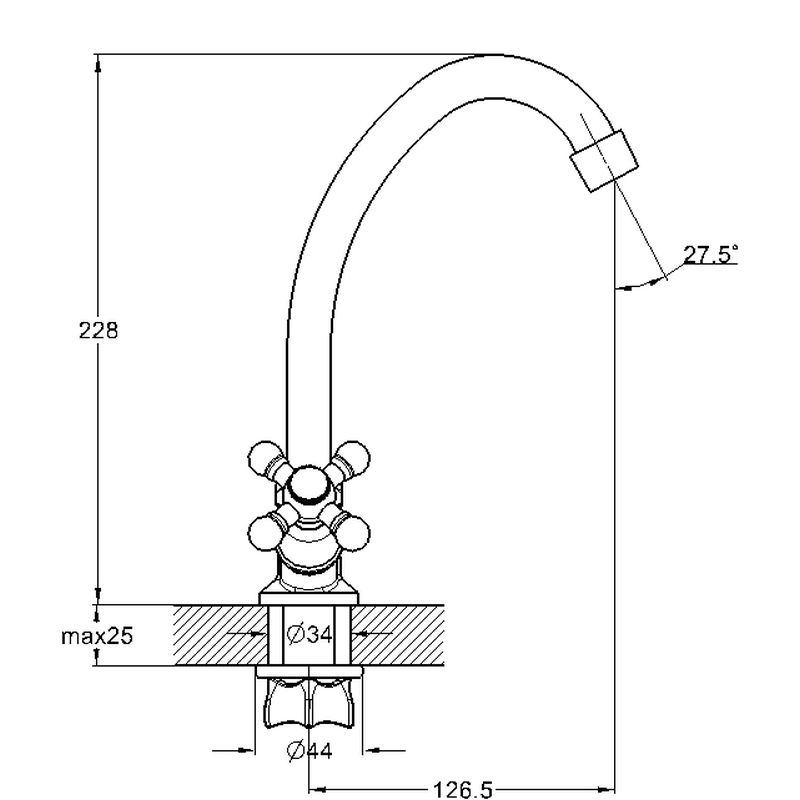 Смеситель для кухни (мойки) G-lauf JMX4-A605 (1/2; керам. на лат. гайке)