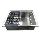 FABIA PROFI Мойка врезная 60х50см толщ.-3,0 х 0,8мм + большой сифон + корзина 60503