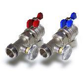 Кран шаровой угловой с полусгоном и термометром 1