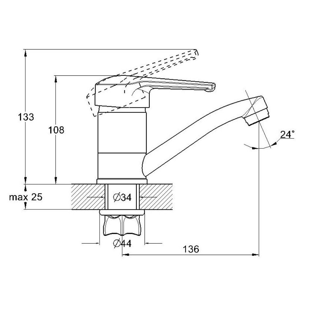 Смеситель для кухни (мойки) G.LAUF SIT4-A182  SOLONЕ  D40 на гайке излив 250мм (10)
