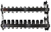 Коллекторная группа 1* на 10 вых. нерж.квадрат TIM KBS5010 c кранами и воздух.