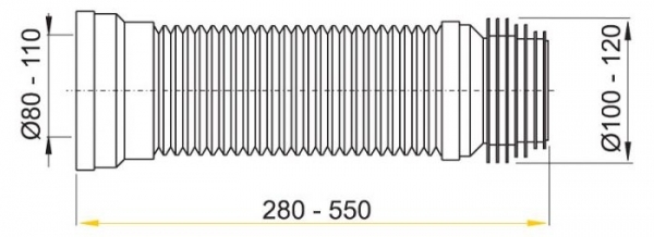 Гибкая подводка для выпуска унитаза (регулируемая длина 28-55см) A97, ALCAPLAST