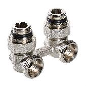 Узел нижнего подключения радиатора угловой с адаптерами 1/2