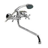 87308 MYFAIR Смеситель ванна м/к с  шар.переключением ручка крест с длинным изливом