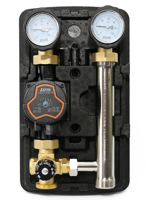 Комплект ZOTA ГБМ с термостатическим смесителем (30-60°С) с насосом EcoRING III 25-60 180 ZOTA