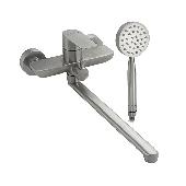 9441 MAGNUS Смеситель ванна  длинный нос , шаровый с дивертором на корпусе из нержавеющей стали