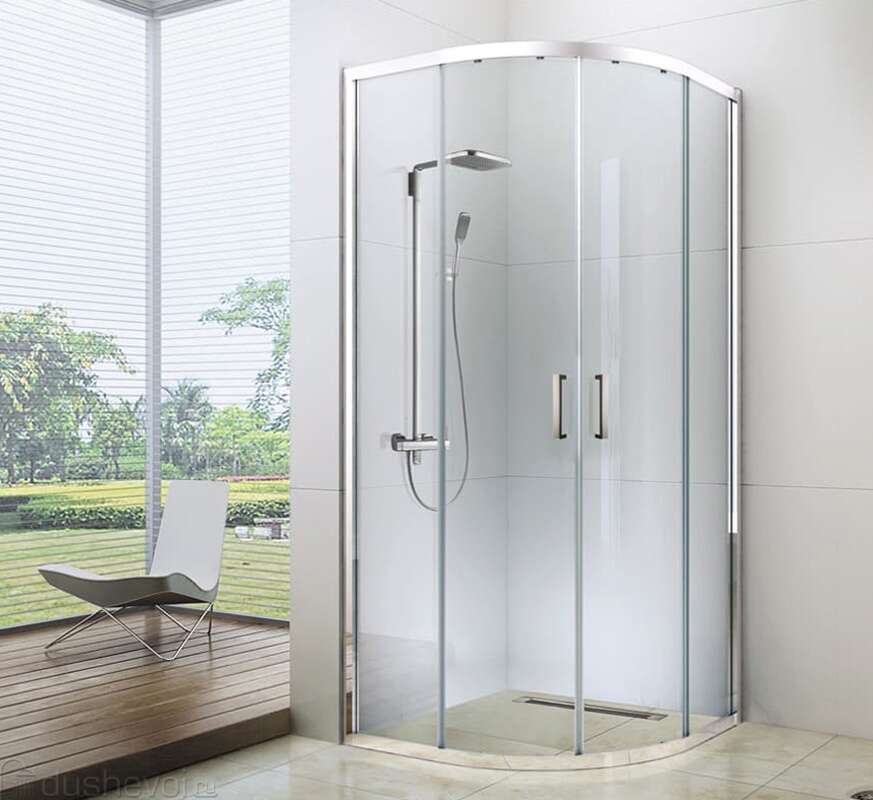 Душевой уголок SOLO R 900х900х1900 прозр стекло. профиль хром 061108, BERGES