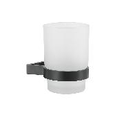 A11603 Стакан одинарный настенный ACCOONA стекло/авиац.алюминий Цвет: черный (20)