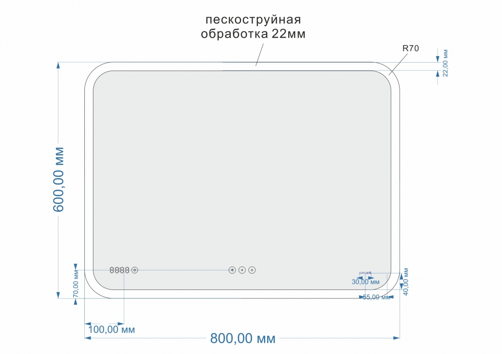 Зеркало Cersanit LED DESIGN PRO 070 80 bluetooth часы с подсветкой прямоугольное