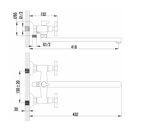 Смес. д/ванны с плоск. изливом LEMARK NEO (LM2212С)