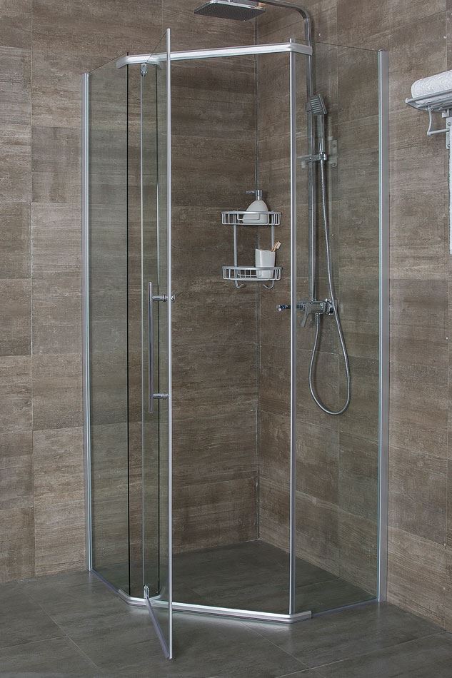ERLIT Душевое ограждение без поддона ER10110V-C1(100*100*200, пятиугольное, прозрачное стекло 6мм),