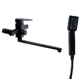 A7122F Смеситель для ванны ACCOONA с длинным изливом 300мм дивертор в корпусе цинк Цвет: черный (10)