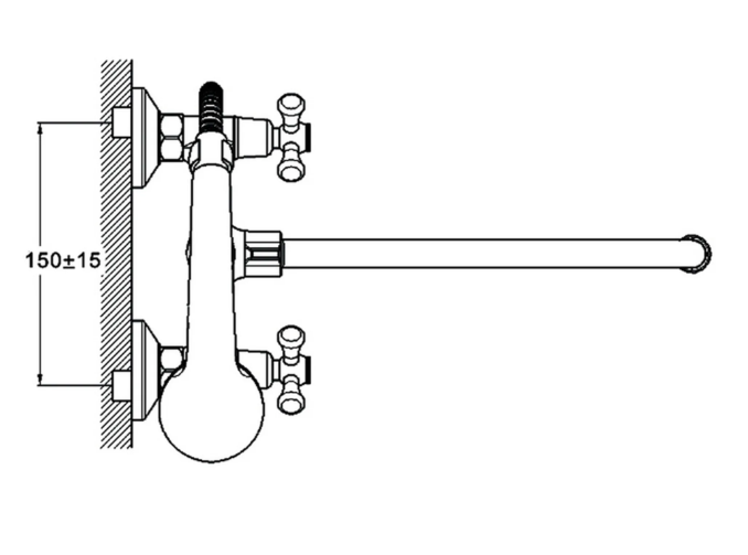Смеситель для ванны с душем G-lauf QMT7-B722 (1/2; керам. плоский длин.излив)