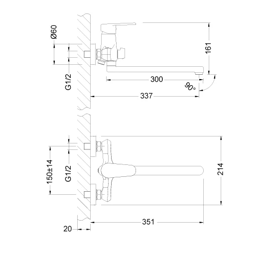 Смес. д/ванны LEMARK POINT (LM0351C)