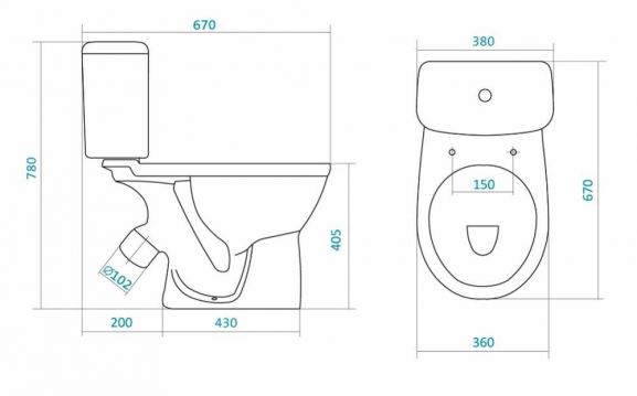 Унитаз-компакт Бореаль-антивсплеск (косой вып., 2-реж.арм., сид.дюропласт) 1WH302143, Сантек