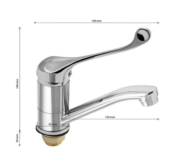 1022-15 BRIMIX Смеситель кухня/ раковина с медицинской ручкой шаровый гусак15 см