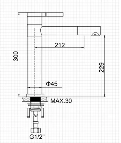 A9290G-6  Смеситель для умывальника ACCOONA высокий с гайкой Цвет: белый