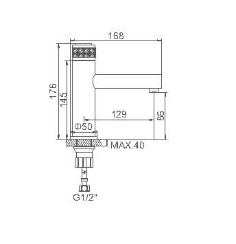 A90121F Смеситель для умывальника ACCOONA с гайкой Нажимной механизм Цвет: чёрный